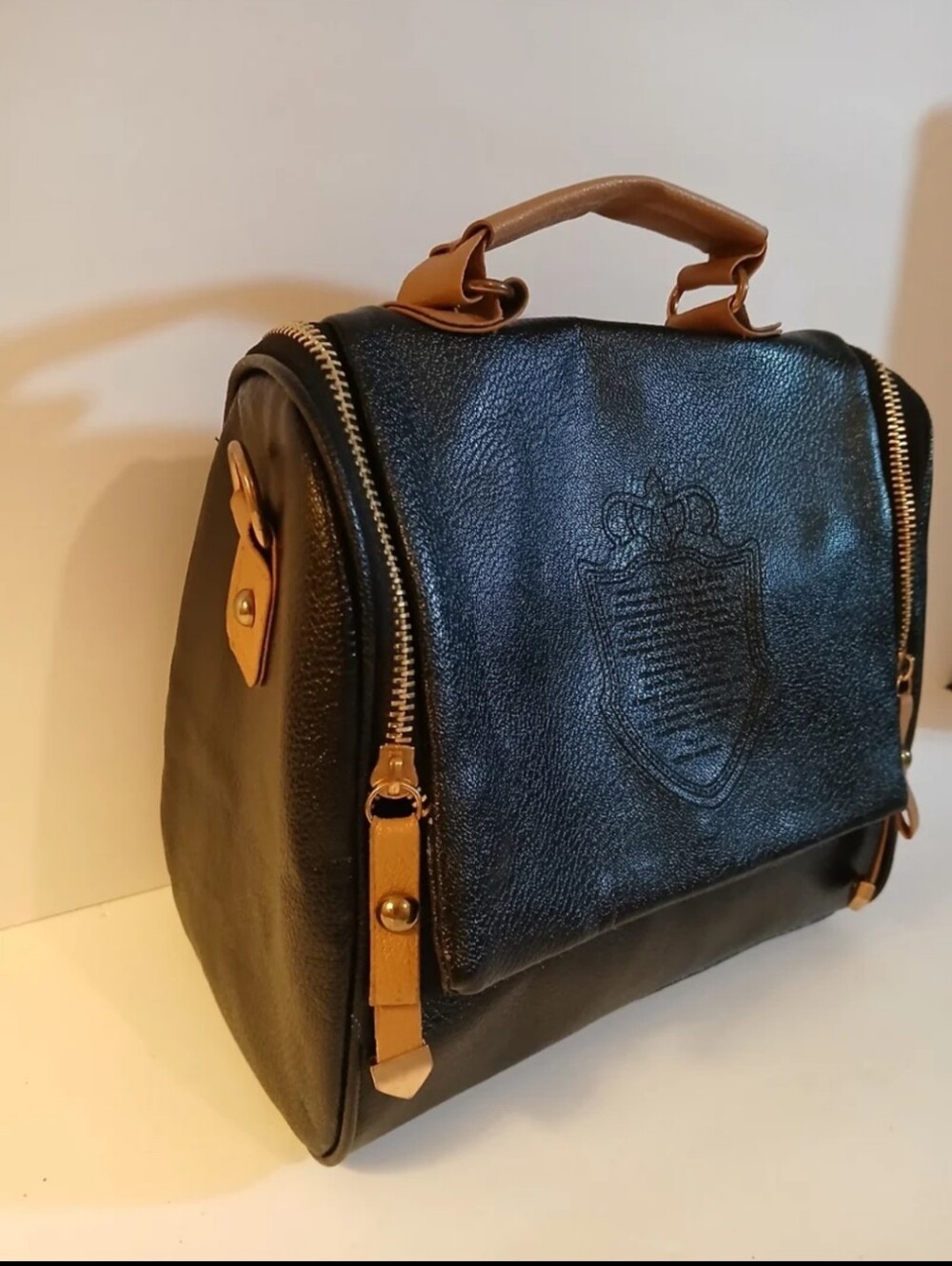 Vtg.British Crown'King Author'Midevil Crest-Rare-Messenger-Crossbody(Rings)Bag